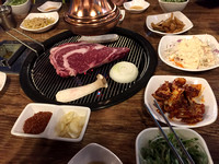 Traditional Korean BBQ dinner, Jeju island