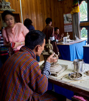 Sculpting lesson in the school for traditional arts in Thimphu