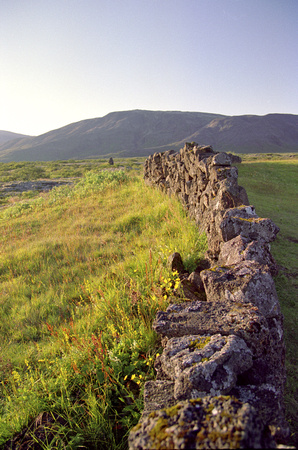 Old Farm wall at 10pm, Iceland, July'04